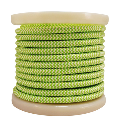 EL330030 | Textile Cable 2x0.75mm²- ρολλό 10mt –  Πράσινο - Λευκό