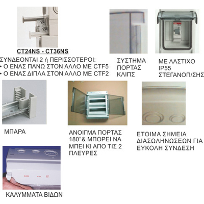 CT8G | ΕΞΩΤ/ΚΟΣ ΠΙΝΑΚΑΣ Διαφανές Πόρτα/1Σειρά/8 Ασφ/ΙΡ55  215x175x114mm/με ουδέτερο