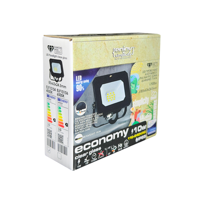 ELF10106 | LED 10W|6500k|900lm FLOODLIGHT ALUM.110-240V~IP65 GLASScover|BLACK|{enjoysimplicity}™