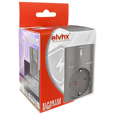 ELP38102 | ΑΝΤΑΠΤOΡ ΠΡΟΣΤΑΣΙΑΣ ΥΠΕΡΤΑΣΕΩΝmax3500W SCHUKO→1Θ SCHUKO IP20 ΜΑΥΡΟ