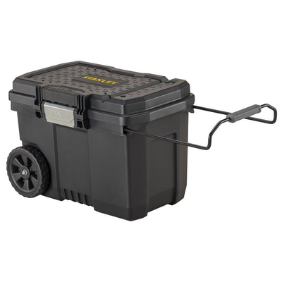 Μπαούλο πλαστικό τροχήλατο 63X40X42cm 57LIT. Ιδανική λύση για εργοτάξια κλπ. Τηλεσκοπική λαβή έλξης,καπάκι με εσοχή V για κοπή με προιόνι. αυτόματο μεταλλικό κλίπ με θέσεις λουκέτων. Περιέχει δίσκο μεταφοράς εργαλείων. Τροχοί βαρέως τύπου 7''. αντοχή 40kg. IP43 ΑΔΙΑΒΡΟΧΗ / STST33090-1