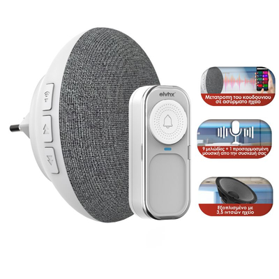 ELK71001 | ΑΣΥΡΜΑΤΟ ΗΛΕΚΤΡΟΝΙΚΟ ΚΟΥΔΟΥΝΙ ΜΕ ΜΠΟΥΤΟΝ ΠΟΥ ΜΕΤΑΤΡΕΠΕΤΑΙ ΣΕ ΗΧΕΙΟ