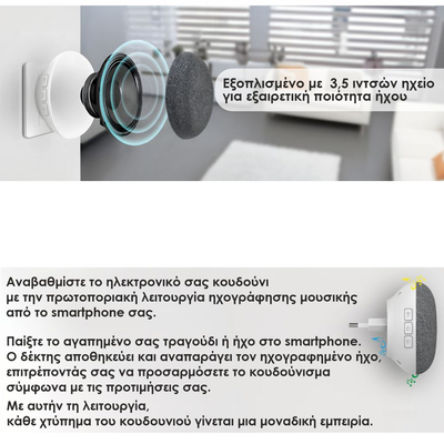 ELK71001 | ΑΣΥΡΜΑΤΟ ΗΛΕΚΤΡΟΝΙΚΟ ΚΟΥΔΟΥΝΙ ΜΕ ΜΠΟΥΤΟΝ ΠΟΥ ΜΕΤΑΤΡΕΠΕΤΑΙ ΣΕ ΗΧΕΙΟ