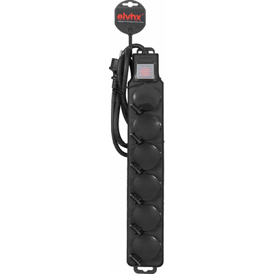 ELP12502 | ΠΟΛΥΠΡΙΖO 5Θ ΣΤΕΓΑΝΟ IP44 +ΚΑΠΑΚΙ+ΔΙΑΚ.+ΚΑΛ.1.4mt 3G1.5mm2 ΜΑΥΡΟ