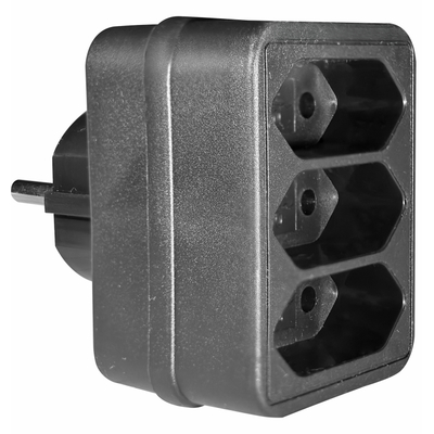 ELP31302 | ΑΝΤΑΠΤOΡΑΣ SCHUKO → 3Θ ΙΙ x16A max:1700W IP20 ΜΑΥΡΟ