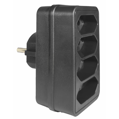 ELP31402 | ΑΝΤΑΠΤOΡΑΣ SCHUKO → 4Θ ΙΙ x16A max:2300W IP20 ΜΑΥΡΟ