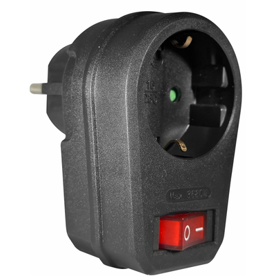 ELP32102 | ΑΝΤΑΠΤOΡΑΣ ΜΕ ΔΙΑΚ. SCHUKO → 1Θ SCHUKO max:3680W IP20 ΜΑΥΡΟ