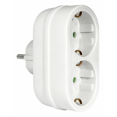 ELP33201 | ΑΝΤΑΠΤOΡΑΣ SCHUKO → 2Θ SCHUKO x16A max:3680W IP20 ΛΕΥΚΟ