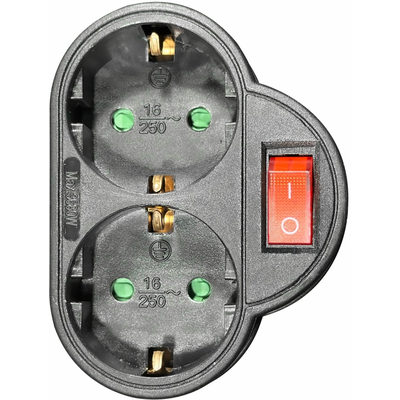 ELP34202 | ΑΝΤΑΠΤOΡΑΣ ΜΕ ΔΙΑΚ. SCHUKO → 2Θ SCHUKO max:3680W IP20 ΜΑΥΡΟ