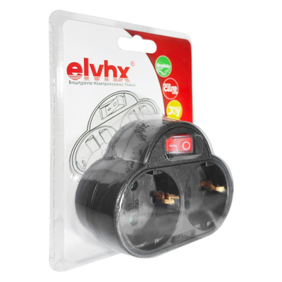 ELP34202 | ΑΝΤΑΠΤOΡΑΣ ΜΕ ΔΙΑΚ. SCHUKO → 2Θ SCHUKO max:3680W IP20 ΜΑΥΡΟ