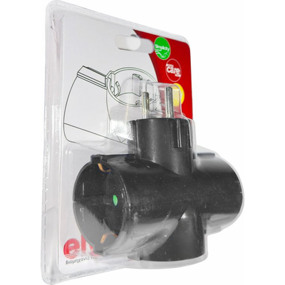 ELP36302 | ΑΝΤΑΠΤOΡΑΣ ΤΥΠΟΥ + SCHUKO → 3Θ SCHUKO max:3680W IP20 ΜΑΥΡΟ