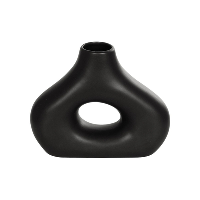 GloboStar® Artificial Garden HORIZON 21252 Διακοσμητικό Κεραμικό Βάζo Μαύρο Π18 x Μ6 x Υ15 cm