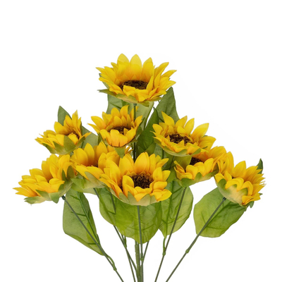 GloboStar® Artificial Garden YELLOW SUNFLOWER BRANCH 21383 Τεχνητό Διακοσμητικό Κλαδί Ηλιοτρόπιο Κίτρινο Y49cm