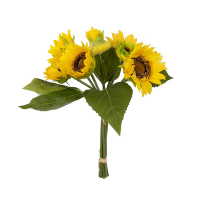 GloboStar® Artificial Garden YELLOW SUNFLOWER BRANCH 21386 Τεχνητό Διακοσμητικό Μπουκέτο Ηλιοτρόπιο Κίτρινο Y37cm