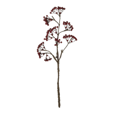 GloboStar® Artificial Garden RED HOLLY BERRIES FRUIT BRANCH 21427 Τεχνητό Διακοσμητικό Κλαδί Κόκκινο Γκί Y86cm