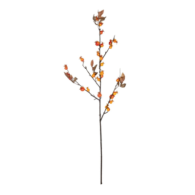 GloboStar® Artificial Garden ORANGE BERRIES FRUIT BRANCH 21444 Τεχνητό Διακοσμητικό Κλαδί Πορτοκαλί Γκί Y94cm