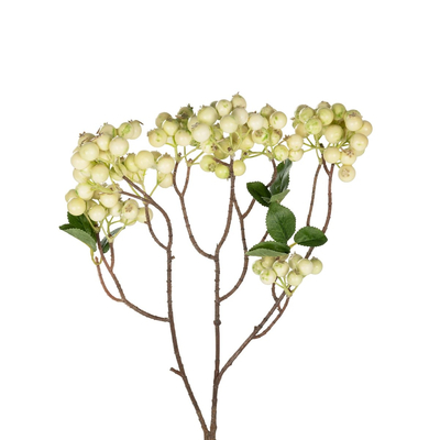 GloboStar® Artificial Garden WHITE BERRIES FRUIT BRANCH 21446 Τεχνητό Διακοσμητικό Κλαδί Λευκό Γκί Y96cm