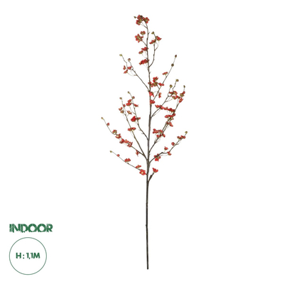 GloboStar® Artificial Garden RED CHERRY BLOSSOM BRANCH 21455 Τεχνητό Διακοσμητικό Κλαδί Κόκκινης Κερασίας Y101cm