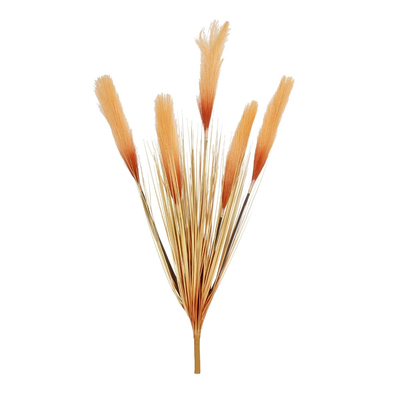 GloboStar® Artificial Garden ORANGE PAMPAS GRASS BRANCH 21486 Τεχνητό Διακοσμητικό Κλαδί Πορτοκαλί Πάμπας Y88cm