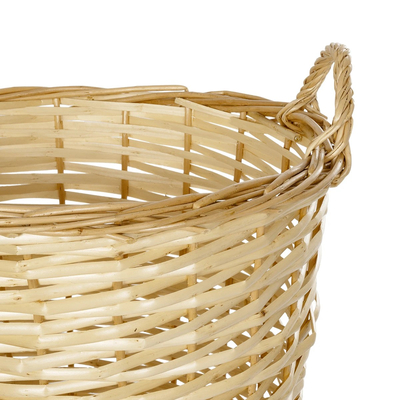 GloboStar® Artificial Garden ARIZONA 21503 Διακοσμητικό Πλεκτό Καλάθι - Κασπώ Γλάστρα - Flower Pot Μπεζ Φ36 x Υ38cm