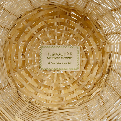 GloboStar® Artificial Garden ARIZONA 21503 Διακοσμητικό Πλεκτό Καλάθι - Κασπώ Γλάστρα - Flower Pot Μπεζ Φ36 x Υ38cm