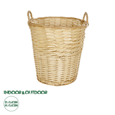 GloboStar® Artificial Garden ARIZONA 21503 Διακοσμητικό Πλεκτό Καλάθι - Κασπώ Γλάστρα - Flower Pot Μπεζ Φ42 x Υ42cm