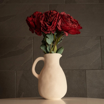 GloboStar® Artificial Garden ARMENOVILLE 215063 Διακοσμητικό Κεραμικό Βάζo Μπέζ Φ18 x Υ33 cm