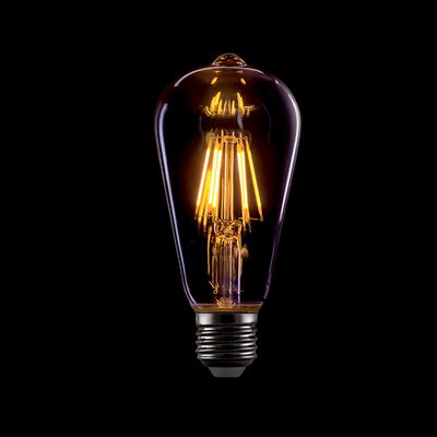 LED Vintage Bulb ST64 8W E27 Dimmable Θερμό Λευκό (2800-3200K) Smoked Glass