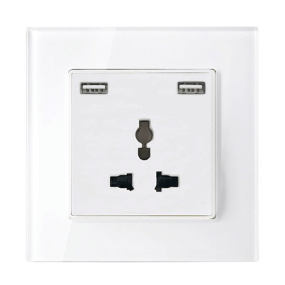 MULTI-FUNCT. SOCKET 16A WITH 2XUSB GLASS FRAME WH