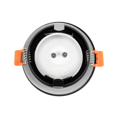 GloboStar® 60888 GASPAR Χωνευτό Στρόγγυλο Σποτ Οροφής για Λάμπα MR16/GU10 IP65 - Αλουμίνιο & Γυαλί - Φ8.5 x Υ4.2cm - Μαύρο & Διάφανο - 5 Χρόνια Εγγύηση