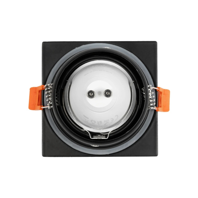 GloboStar® 60895 GASPAR Χωνευτό Τετράγωνο Σποτ Οροφής για Λάμπα MR16/GU10 IP65 - Αλουμίνιο & Γυαλί - Φ8.5 x Υ4.4cm - Μαύρο & Διάφανο - 5 Χρόνια Εγγύηση