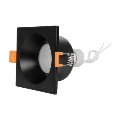 GloboStar® 60895 GASPAR Χωνευτό Τετράγωνο Σποτ Οροφής για Λάμπα MR16/GU10 IP65 - Αλουμίνιο & Γυαλί - Φ8.5 x Υ4.4cm - Μαύρο & Διάφανο - 5 Χρόνια Εγγύηση