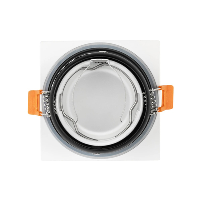 GloboStar® 60896 GASPAR Χωνευτό Τετράγωνο Σποτ Οροφής για Λάμπα MR16/GU10 IP65 - Αλουμίνιο & Γυαλί - Φ8.5 x Υ4.4cm - Λευκό & Διάφανο - 5 Χρόνια Εγγύηση