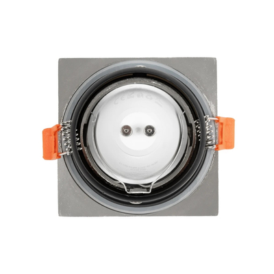 GloboStar® 61318 GASPAR Χωνευτό Τετράγωνο Σποτ Οροφής για Λάμπα MR16/GU10 IP65 - Αλουμίνιο & Γυαλί - Φ8.5 x Υ4.4cm - Ασημί & Διάφανο - 5 Χρόνια Εγγύηση