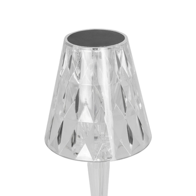 GloboStar® CRYSTAL 62042 Επαναφορτιζόμενο Επιτραπέζιο Φωτιστικό Πορτατίφ LED 1W 100lm 360° DC 5V IP44 RGBW Dimmable με Φορτιστή και Ασύρματο Χειριστήριο IR Διάφανο Πλαστικό - Μ11.5 x Π11.5 x Υ25.5cm - 3 Χρόνια Εγγύηση