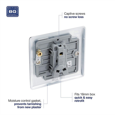 BG Electrical NPC12 Διακόπτης Μονός 2 δρόμων Chrome