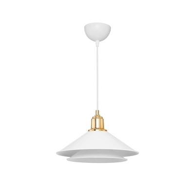 GloboStar® FERRO 203-0268 Μοντέρνο Κρεμαστό Φωτιστικό Καμπάνα Μονόφωτο 1 x E27 IP20 Λευκό & Χρυσό Πλαστικό - Μ22 x Π22 x Υ83cm