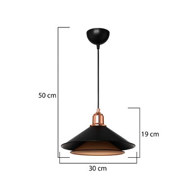 GloboStar® FERRO 203-0269 Μοντέρνο Κρεμαστό Φωτιστικό Καμπάνα Μονόφωτο 1 x E27 IP20 Μαύρο & Χάλκινο Πλαστικό - Μ22 x Π22 x Υ83cm