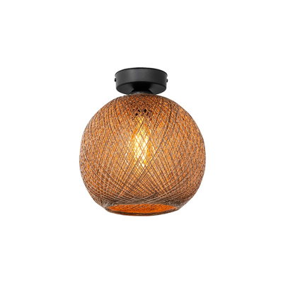 GloboStar® CORDE 203-0270 Μοντέρνο Φωτιστικό Οροφής Μπάλα Μονόφωτο 1 x E27 IP20 Μπέζ Σχοίνι - Μ26 x Π26 x Υ30cm