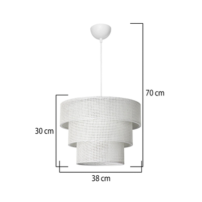 GloboStar® LEVEL 203-0275 Μοντέρνο Κρεμαστό Φωτιστικό Καπέλο Μονόφωτο 1 x E27 IP20 Λευκό Διάτρητο Ύφασμα - Μ30 x Π30 x Υ90cm