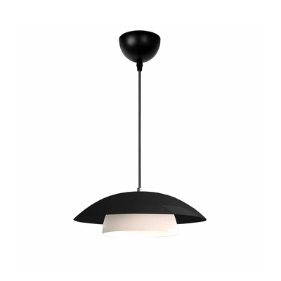 GloboStar® AURA 204-0117 Μοντέρνο Κρεμαστό Φωτιστικό Καμπάνα Μονόφωτο 1 x E27 IP20 Μαύρο & Λευκό Μέταλλο - Μ31 x Π31 x Υ27cm