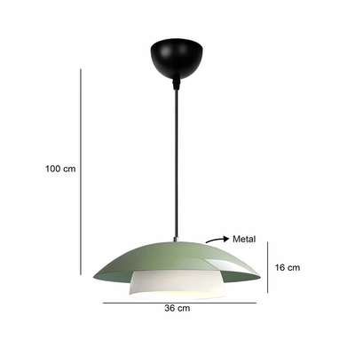 GloboStar® AURA 204-0119 Μοντέρνο Κρεμαστό Φωτιστικό Καμπάνα Μονόφωτο 1 x E27 IP20 Πράσινο & Λευκό Μέταλλο - Μ31 x Π31 x Υ27cm