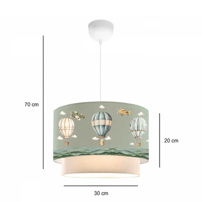 GloboStar® BALLON 204-0120 Παιδικό Κρεμαστό Φωτιστικό Φιγούρα Μονόφωτο 1 x E27 IP20 Πολύχρωμο Ύφασμα - Μ30 x Π30 x Υ70cm