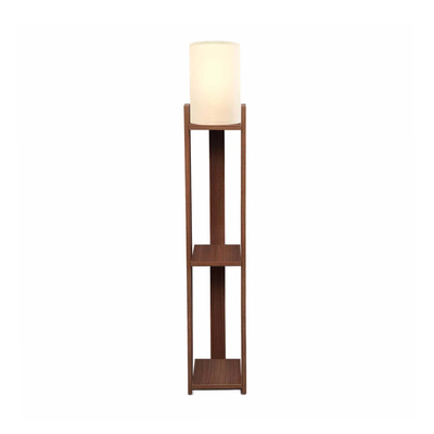 GloboStar® VENTORA 204-0125 Μοντέρνο Eπιδαπέδιο Φωτιστικό Μονόφωτο 1 x E27 IP20 Καφέ Ξύλο με Μπεζ Ύφασμα - Μ20 x Π20 x Υ142cm