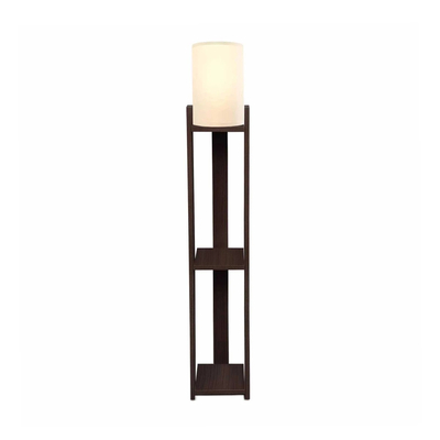 GloboStar® VENTORA 204-0126 Μοντέρνο Eπιδαπέδιο Φωτιστικό Μονόφωτο 1 x E27 IP20 Καφέ Ξύλο με Μπεζ Ύφασμα - Μ20 x Π20 x Υ142cm