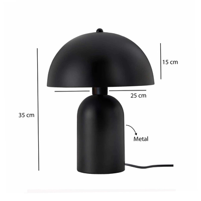 GloboStar® GASCO 204-0146 Μοντέρνο Eπιτραπέζιο Φωτιστικό Μονόφωτο 1 x E27 IP20 Μαύρο Μέταλλο - Μ25 x Π25 x Υ35cm