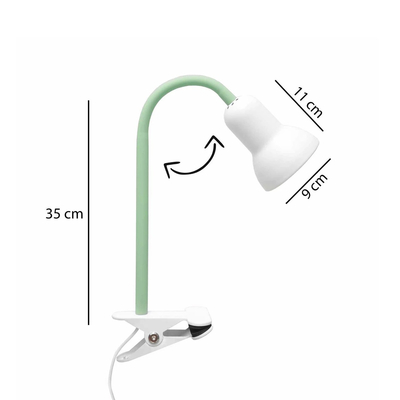 GloboStar® TAVOLO 204-0153 Παιδικό Eπιτραπέζιο Φωτιστικό Μονόφωτο 1 x E27 IP20 Πράσινο & Λευκό Πλαστικό - Μ11 x Π9 x Υ35cm