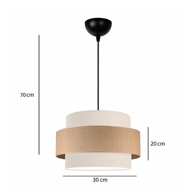 GloboStar® SOHO 204-0172 Μοντέρνο Κρεμαστό Φωτιστικό Kαπέλο Μονόφωτο 1 x E27 IP20 Μπεζ & Καφέ Ύφασμα - Μ30 x Π30 x Υ20cm