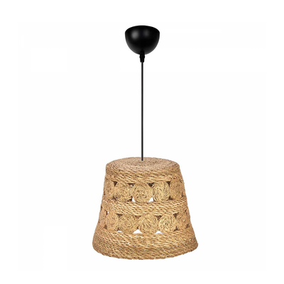 GloboStar® PANIER 204-0171 Boho Κρεμαστό Φωτιστικό Καμπάνα Μονόφωτο 1 x E27 IP20 Μπεζ Σχοινί - Μ32 x Π32 x Υ30cm