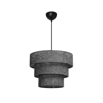 GloboStar® LEVEL 203-0276 Μοντέρνο Κρεμαστό Φωτιστικό Καπέλο Μονόφωτο 1 x E27 IP20 Γκρι Διάτρητο Ύφασμα - Μ30 x Π30 x Υ90cm